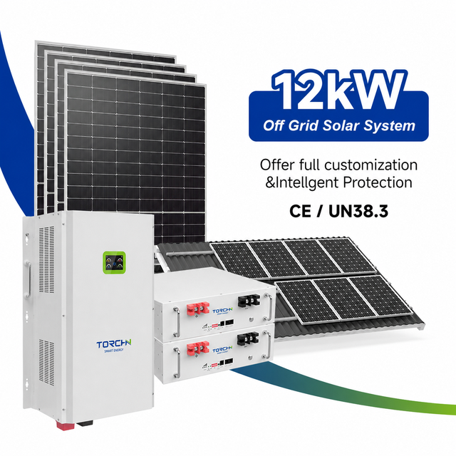 Customized 12kW MPPT Inverter Rack Battery Complete Off Grid Solar Energy System for House