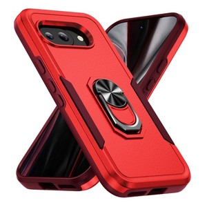 Funda Híbrida de Doble Capa para Google Pixel 9A 2025 con Anillo Magnético y Soporte, Color Rojo - Product Image 1
