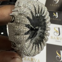Reloj de Pulsera Deportivo Hip Hop con Diamantes Moissanite VVS, Diseño Ejecutivo para Hombre, Movimiento de Cuarzo ETA, Cristal de Zafiro, Oro Blanco, Correa de Cuero