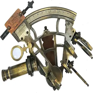 Pirinç denizcilik Sextant pirinç navigasyon enstrüman Sextant deniz sertağaç kutusu RJ el sanatları mağaza