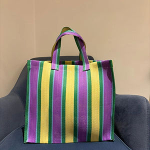 Custom Eco-Friendly Recycled <b>Nylon</b> High Quality Beach Cosmetic <b>Bags</b> Fashionable Striped Woven Reusable <b>Zipper</b> Shopping Cases - Product Image 1