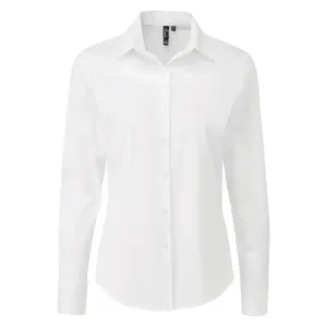 Camiseta Polo de Manga Larga para Mujer, Corte Ajustado, Popelina, Artículo Promocional - Product Image 2