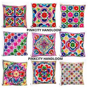 New Arrival 16*16 Cushion Cover Indian Handmade Suzani Multi Colored Beautiful <b>Sofa</b> Decor <b>Pillow</b> Cover Wedding Favors - Product Image 2