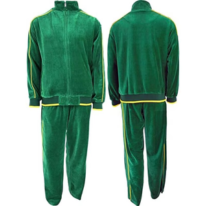 Conjunto de terciopelo para hombre con bolsillos con cremallera y forro de terciopelo, chándal de pierna recta, ropa deportiva, chándales de moda para hombre, 2 piezas - Product Image 1