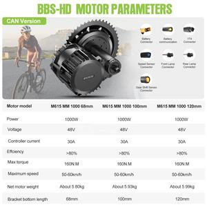 Kit de Conversión de <span class=keywords><strong>Bicicleta</strong></span> Eléctrica Bafang de 1000W con Motor Central, Batería de Litio, Pantalla LCD y Acelerador de Pulgar - Product Image 2
