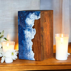 โกศเผาศพชาวโรสวูดทำมือเป็นอนุสรณ์คลื่นทะเลที่ระลึกสำหรับคนที่รัก - Product Image 6