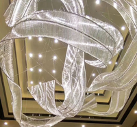 Lampe suspendue de plafond en forme de ruban de soie moderne JUNJUE, grande taille, salon, hall d'hôtel, banquet, projet, lustres personnalisés