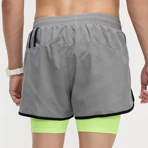 Hot Sale New Fashion Double <b>Layer</b> Athletic Shorts for Men Solid Pattern Fitness Wear with Private Label - Product Image 5