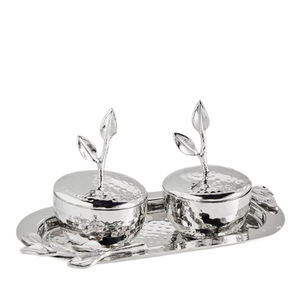 Bols japonais en métal aluminium plaqué argent élégants et durables bol de service en céramique décoratif pour la maison pour les fêtes - Product Image 2