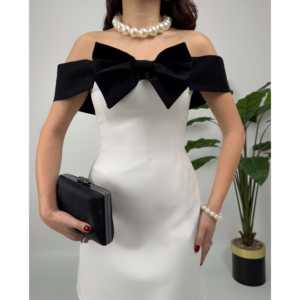 Robe fourreau en satin sans bretelles avec taille naturelle et détail nœud 2156 - Product Image 4