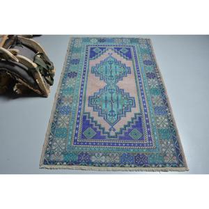 พรมวินเทจตุรกีขนาด 3.7x6 ฟุต, พรมตกแต่ง, พรมเปอร์เซียสีน้ำเงิน - Product Image 1