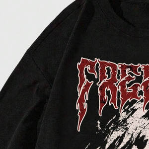 เสื้อยืดคอกลมผ้าคอตตอน100% สำหรับผู้ชายเสื้อยืดกราฟิกสำหรับผู้ชายทรงหลวมไหล่ปล่อยโลโก้ตามสั่ง - Product Image 4