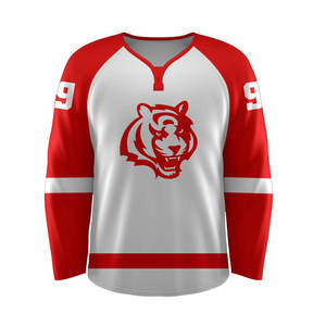 Vente en gros de maillots de hockey sur glace personnalisés uniforme d'équipe respirant tissu à séchage rapide brodé logo OEM ODM maillots - Product Image 5