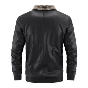 Luxury Winter <b>Sheep</b> <b>Skin</b> Leather Men's Stand Collar Bomber <b>Jacket</b> with Front Logo for Bulk Orders - Product Image 5