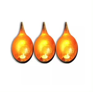 Lot de 3 bocaux à bougies en métal de qualité exclusive pour décoration de mariage, éclairage fait main, décoration votive - Product Image 1