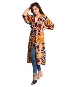 Vestes longues brodées à la main et à la main Veste brodée en coton pour femme avec manches longues Veste longue chaude d'hiver - Product Image 5