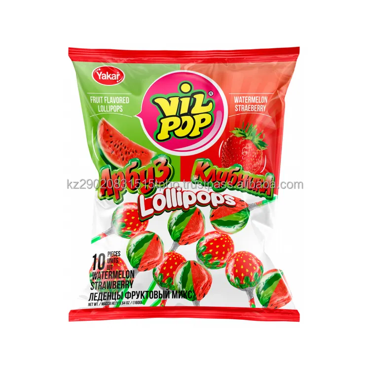 Lollipop Vil Pop, арбуз + клубника, 160 г (пакет), добавьте удовольствия в большую компанию, сладости и конфеты по низкой цене