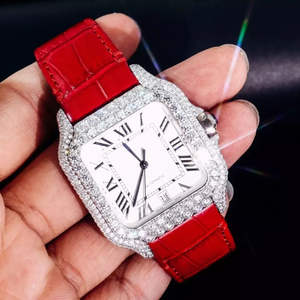 นาฬิกาข้อมือสแตนเลสสีแดงแบบอนาล็อก ระบบกลไก ทูร์บิญอง ประดับเพชร สำหรับขายส่งเพื่อการส่งเสริมการขายและขายต่อทั่วโลก - Product Image 2