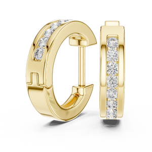 Pendientes de Aro con Moissanita de Corte Redondo y Engaste de Canal, Plata de Ley 925, Certificación GRA, Joyería Fina de Lujo para Mujer, Regalo de Boda - Product Image 3