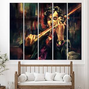 Impression sur toile de la salle de musique du violoniste Sherlock Holmes - Décoration moderne, 5P : encadrée - Product Image 1