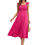 Robe midi plissée sans manches sexy pour femmes, robe de demoiselle d'honneur décontractée rose rouge à col carré - Product Image 2