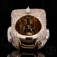CZ Diamant Hip Hop Bague Bijoux Hommes 10K Or Rose Multi Pierre Glacé Personnalisé Hommes Moissanite Rappeurs Bague À La Mode