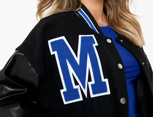 Veste de baseball personnalisée OEM de haute qualité pour femmes avec col montant élégant veste universitaire courte avec logo avant pour l'hiver - Product Image 4