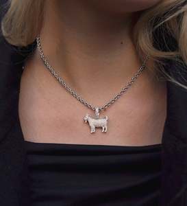 Personnalisé Unique En Argent Sterling 925 Rond Moissanite Diamant Chèvre Pendentif Style Classique VVS Clarté Griffe Ensemble Pendentif Cadeau Pour Elle - Product Image 4