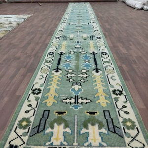 Vintage Folk Pattern Carpet Handwoven Knotted Green Wool <b>Runner</b> <b>Rug</b> Long Hallway Boho Scandinavian Style Boho Area <b>Rugs</b> & Sets - Product Image 1