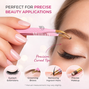Pinzas Curvas Rosas para Pestañas, con Punta de Precisión Chapada en Oro, Herramienta Profesional para Extensión de Volumen, Agarre Profesional - Product Image 6