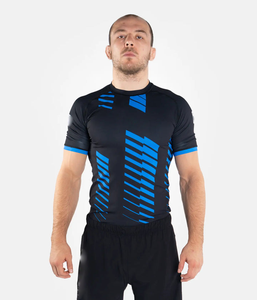 Traje de Baño Rash Guard MMA de Manga Corta Transpirable de Secado Rápido, Negro Sublimado, Elástico y Ecológico para Fitness al por Mayor - Product Image 3