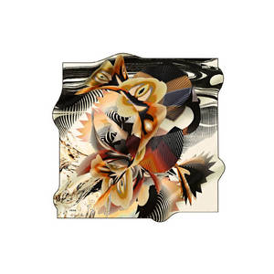 Pañuelo Cuadrado de Algodón Negro Beige con Patrón Similar a la Seda - Product Image 1