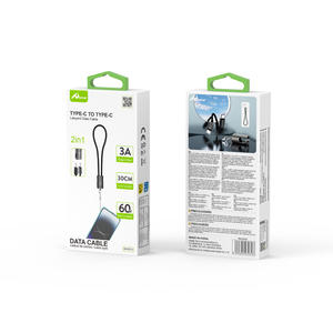 PD60W Cable de carga súper rápida de 30CM 20W Micro-USB a tipo C 2EN1 2017 Negro 20W Salida 30CM Longitud - Product Image 1