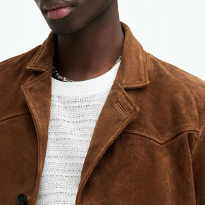 Fabricant pakistanais conception personnalisée veste en daim d'hiver pour hommes toile tissu avant Logo col roulé coupe-vent respirant - Product Image 5