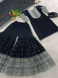 India Pakistán hermoso traje Salwar para adultos Gharara diseños Punjabi chica Sarara mujer vestido Sexy cuello diseños al por mayor - Product Image 5