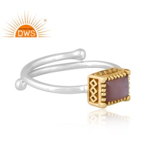 Venta caliente fina plata esterlina chocolate piedra lunar piedra preciosa anillo apilable joyería fabricante - Product Image 3