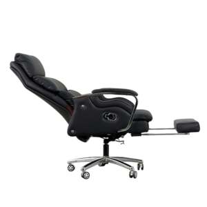 Silla de Oficina Reclinable Contemporánea con Altura Ajustable, Cuero Sintético y Reposapiés Cromado, Comodidad Premium, Reposacabezas Ajustable - Product Image 2