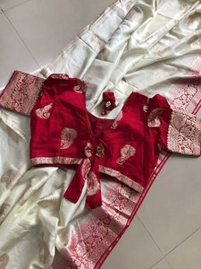 Sari de Seda Viscosa Suave Superior con Pieza de Blusa Sin Coser, Ropa India Modal Premium, Traje para Mujer - Product Image 3