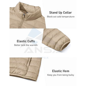 Chaqueta acolchada ligera y cálida para hombre, cazadora de nailon transpirable, repelente al agua, diseño a prueba de viento con puños elásticos - Product Image 6
