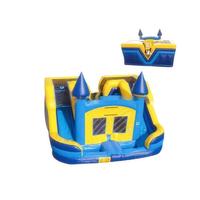 Jeux combo gonflables secs et humides 4 en 1, château gonflable avec toboggan à double voie à vendre