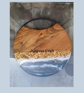 New Arrival Best Design Ocean Wave Design Acacia Wood Epoxy Resin Cheese <b>Board</b> Designer Breakfast <b>Board</b> Wooden Charcuterie <b>Board</b> - Product Image 6