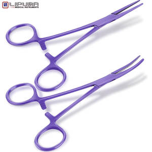 Soporte de agujas de acero inoxidable recubierto de Lila para instrumentos quirúrgicos médicos profesionales con pinzas hemostáticas manuales Kelly Clamp - Product Image 1