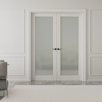 Porte intérieure en bois massif à une vitre, avec verre dépoli, style français, double, avec quincaillerie