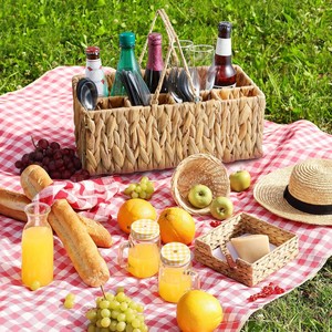 Porte-ustensiles en jacinthe d'eau, panier à couverts avec poignée, organisateur de couverts, rangement de vaisselle, design carré moderne, non pliable - Product Image 6