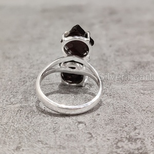 Joyería de piedra en bruto Anillo de mujer Granate natural Piedra preciosa cruda Enero Piedra natal Joyería de piedra doble Anillo de plata esterlina 925 - Product Image 5