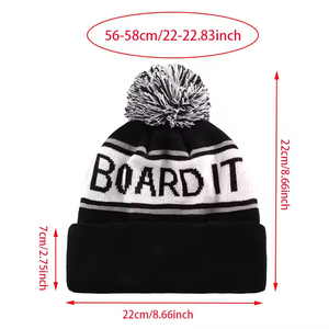 100% cotton Custom Logo Knitted Pom Pom <b>Golf</b> Bobble Hats Winter Jacquard Knit Toque <b>Beanie</b> Cap for Men Women - Product Image 3