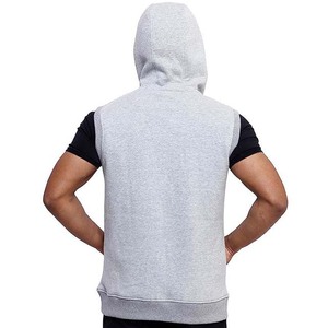 Sweat à capuche sans manches respirant personnalisé pour hommes, longueur régulière, motif solide en coton, gilet à capuche avec fermeture éclair et service OEM ODM - Product Image 5