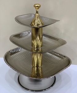 แท่นวางเค้กโลหะชุบเงินสีทองสไตล์อาหรับออกแบบฐานลวดถ้วยเค้กที่ให้บริการเซิร์ฟเวอร์สำหรับงานปาร์ตี้บนโต๊ะ - Product Image 5