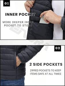 แจ็คเก็ตขนเป็ดน้ำหนักเบาเป็นพิเศษสำหรับผู้ชาย, เสื้อโค้ทฤดูหนาวกันน้ำแจ็คเก็ตขนเป็ดออกแบบโลโก้ได้ตามต้องการ - Product Image 4