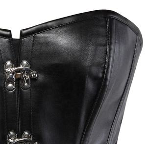 Nouvel arrivage de corset en cuir souple Steampunk Overbust bustier burlesque désossé haut de lingerie noir taille entraînement modelage du corps - Product Image 5